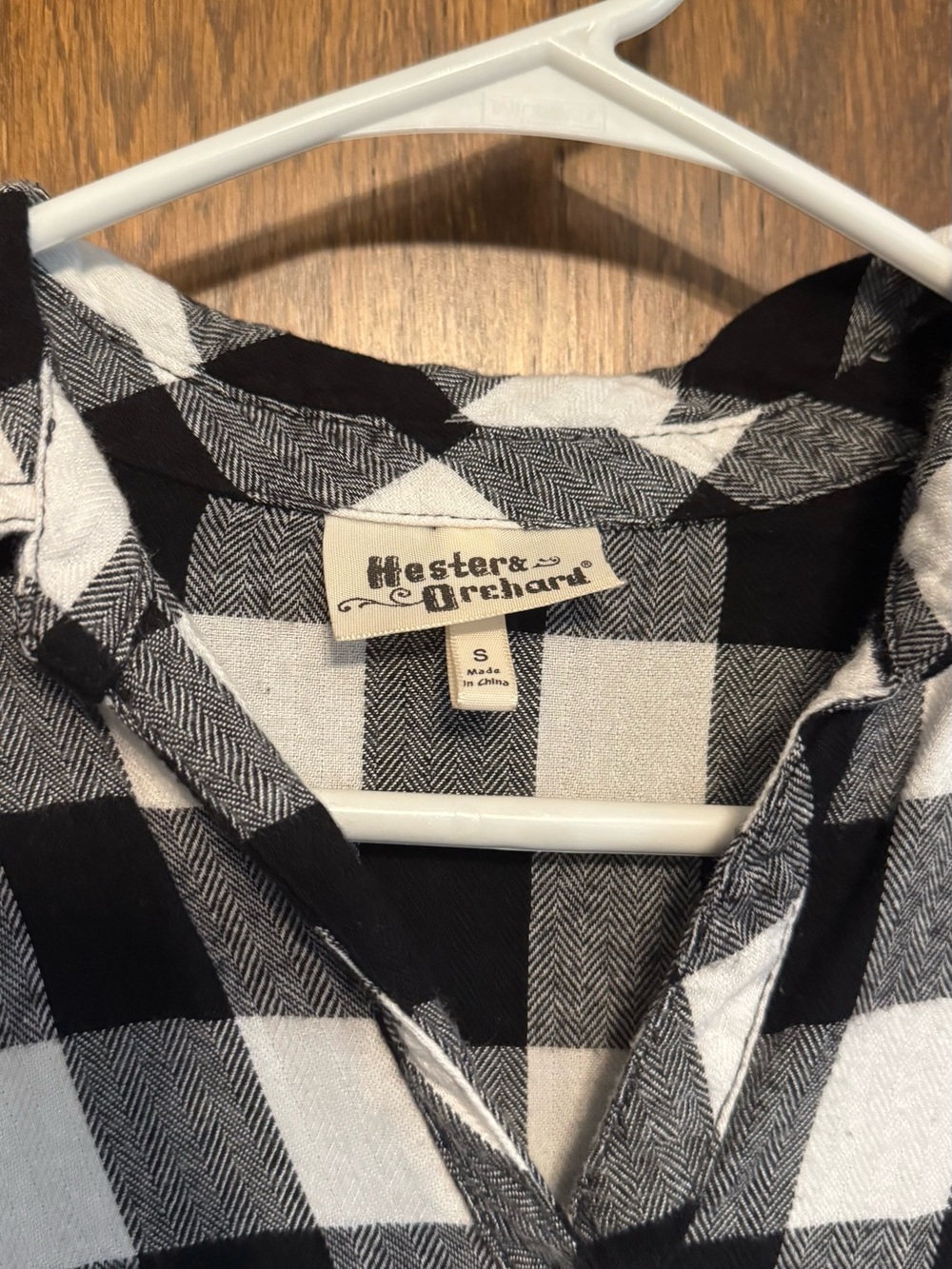 Women’s Black and White Buffalo Plaid Button-Down Shirt - Picture 2 of 7